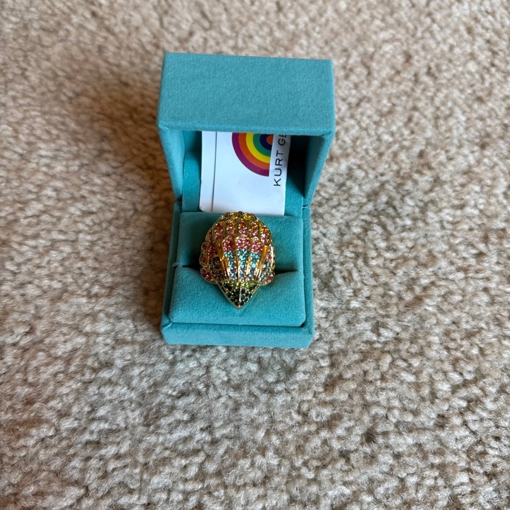 Kurt Geiger Eagle Crystal multi color rhinestone gold pink blue Ring green 8 - Picture 2 of 5
